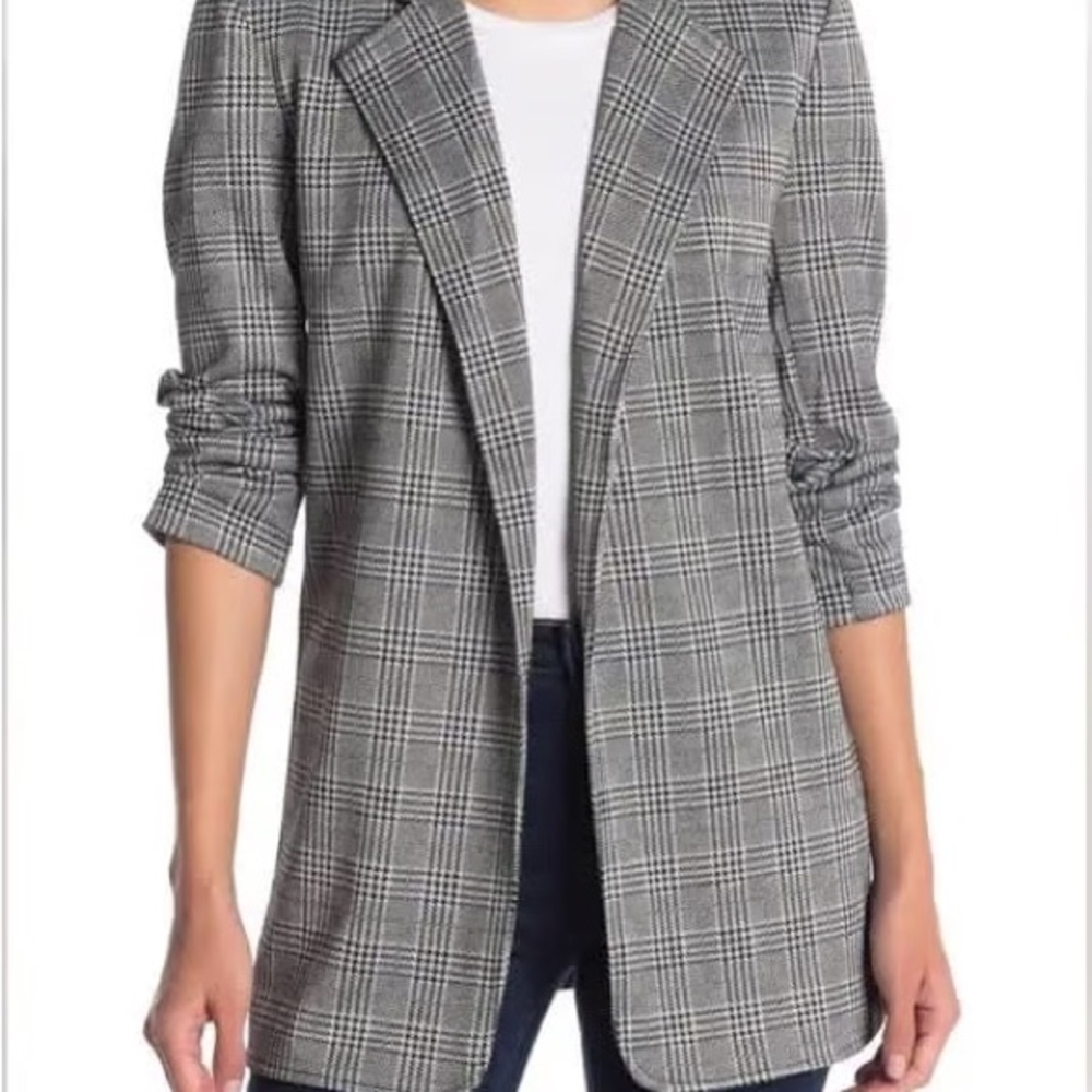 Women's Gray Plaid Blazer